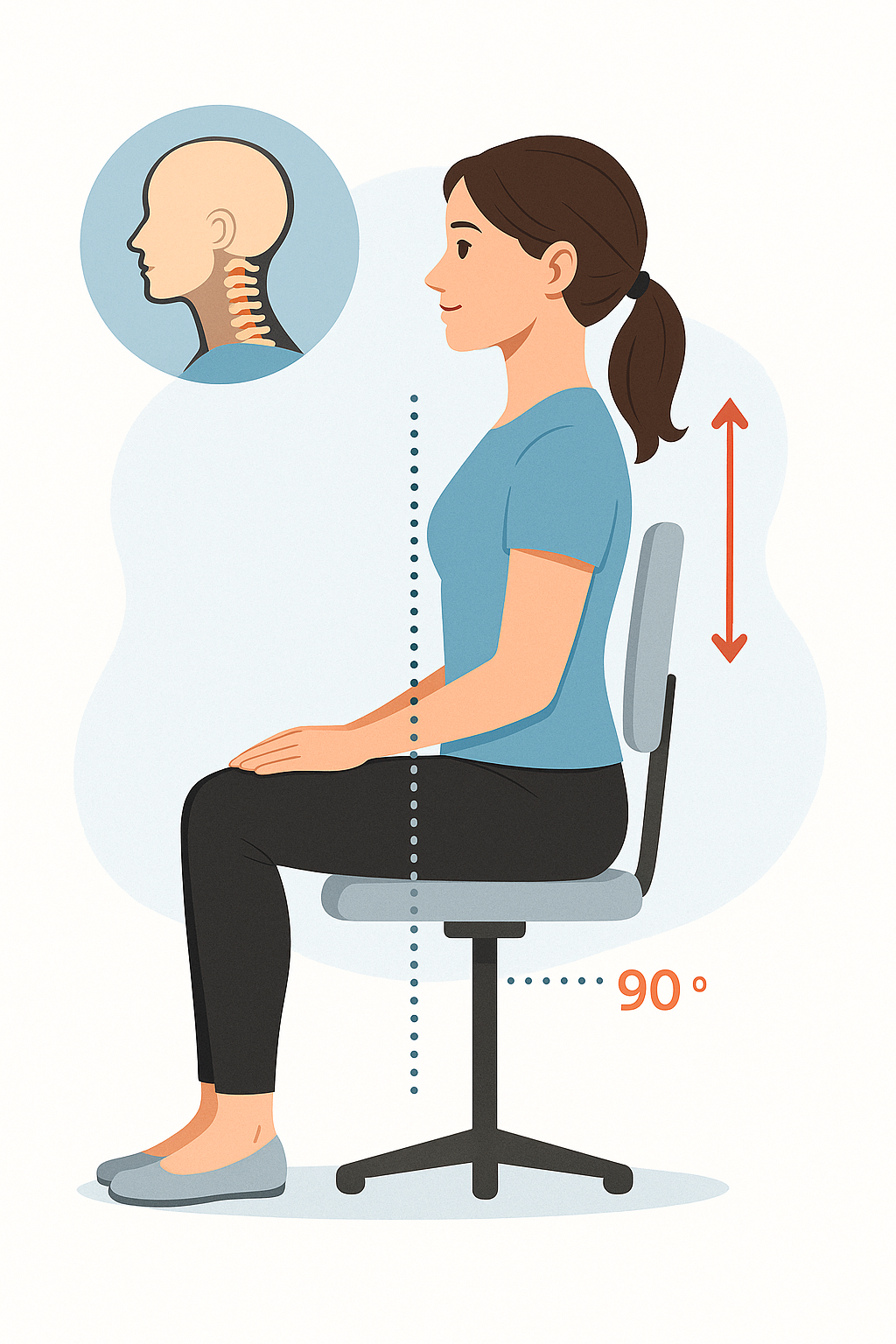 Správne držanie tela pri sedení